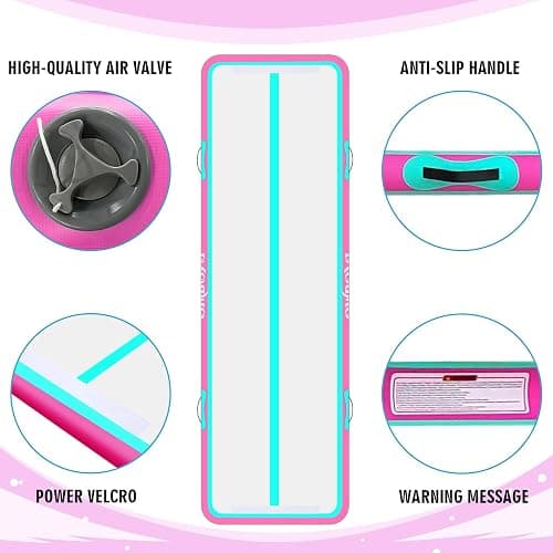 OWROMI Inflatable Air Gymnastics Mats for Tumbling, 10ft/13ft/16ft/20ft Tumble Track Tumbling Mats for Kids, 4/8 Inches Thick Training Mat with Electric Pump Gymnastics Equipment for Kids Mat thumbnail 4