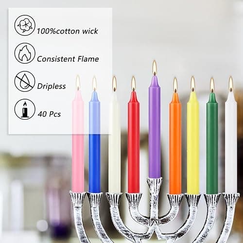 YOROXRG 40 Pack Spell Chime Candles-4 Inch Multi-Colored Taper Candles Sticks-for Home Decor Kitchen Decor Wedding Decoration-10 Colours thumbnail 6