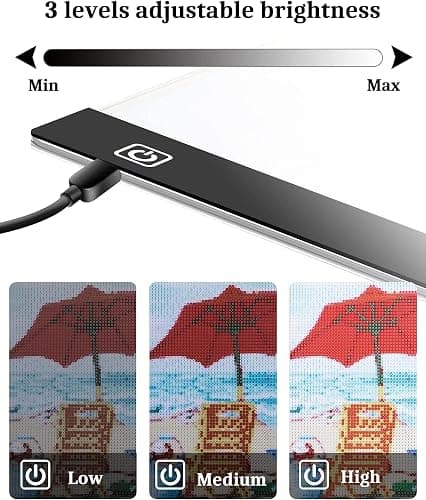 A3 LED Light Pad for Diamond Painting,Ratukall Diamond Art Light Board Kit,Adjustable Brightness Light Box for Tracing with Diamond Painting Accessories and Tools Includes Storage Case, Pens,Stand thumbnail 3
