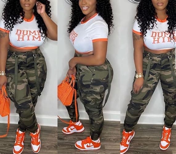 Famnbro Women Camo Pants Camouflage Cargo Pants Ankle Cuffed Army Fatigue Joggers Streetwear - XX-Large - 00camo thumbnail 4
