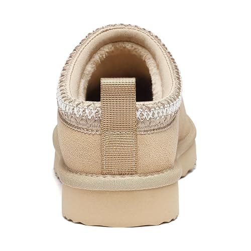 bebealy Genuine Suede Fuzzy Slippers for Women Winter Warm House Shoes Cozy Mini Boots for Indoor Outdoor thumbnail 4