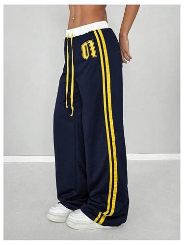 SOLY HUX Women's Baggy Sweatpants Wide Leg Ed Hardy Sweatpant Y2k Drawstring Pants Streetwear thumbnail 4