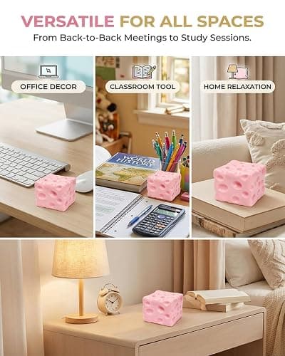 Jumbo Big Pink Cheese Squishy Skin 2.4in Giant Large Cheese Block Squeeze Luck Squishies Anxiety Stress Relief Ball Cube Soft Moldable Sensory Slow Rising Fidget Toy Autism ADHD Adult Gift thumbnail 7
