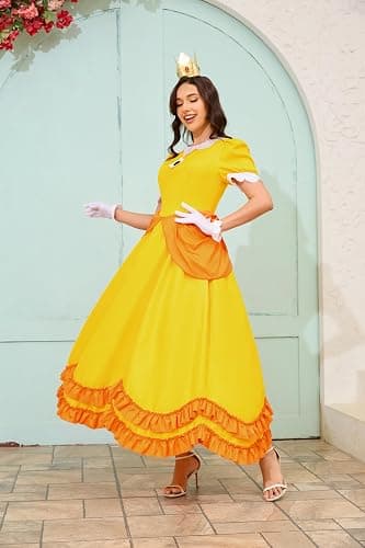 PAINEOMN Princess Dress for Women Halloween Princess Cosplay Costume Crown Earrings Gloves Set Adult Fancy Dress Suit thumbnail 3