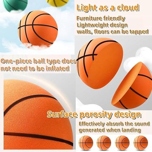Sprstar Silent Basketball Size 7 (29.5") - Upgrade Foam Basketball Arcade Game Indoor,Ball for Quiet Dribbling and Indoor Training,Pro PU Foam Ball – Higher Bounce thumbnail 7