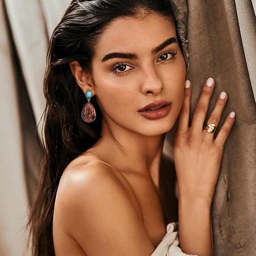 Western Earrings Outfit for Women Oval Silver Earrings Dangle Turquoise Western Jewelry Country Concert Outfits for Women Dress thumbnail 2