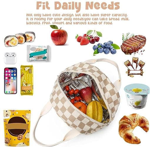 Bluboon Lunch Bag for Women Men Cute Corduroy Lunch Tote Bags Reusable Insulated Lunch Box Large Capacity Reusable Insulated Cooler for Work Picnic or Travel thumbnail 7