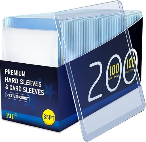 200 Card Sleeves Hard Plastic, 3"x 4" Trading Card Holder, Sports Cards Protectors for Top Baseball Game Sports Cards Cases (100 Hard Sleeve + 100 Soft Sleeves) - Image 1