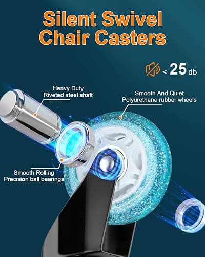 RidRed Gaming Chair Wheels - Heavy-Duty Office Chair Wheels - Replacement Rubber Casters- Universal Fit 3 Inch Chair Casters, Noise Free, Fits 98% Chair, for All Floor thumbnail 2