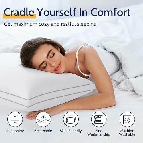 ROUMEA Pillows Standard Size Set of 2, Bed Pillows for Sleeping 2 Pack, Luxury Hotel Quality, Supportive Standard Pillows with Soft Down Alternative for Back Stomach Side Sleepers, Machine Washable thumbnail 2