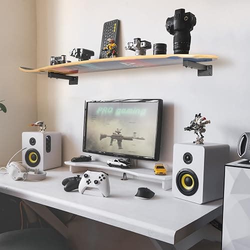 MIUONO Skateboard Wall Mount, Longboard Skateboard Deck Rack Mount on Wall, Skateboards Floating Shelves Brackets, 4 Pack thumbnail 2