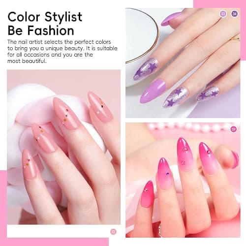 COSCELIA 40PCS Gel Nail Polish Set, 36 Winter Colors Gel Polish Set with Glossy Matte Sliver Top Base Coat Nude Red Brown Blue All Seasons Colors Nails Valentines Day Gifts for Women Teens Girls thumbnail 8
