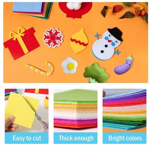Loyisal 90PCS Felt Fabric Sheets Craft Kit - 4"x 4" + 6"x 6" Assorted Colors - 1mm Thick Square Nonwoven Felt Fabric for Crafts DIY thumbnail 6
