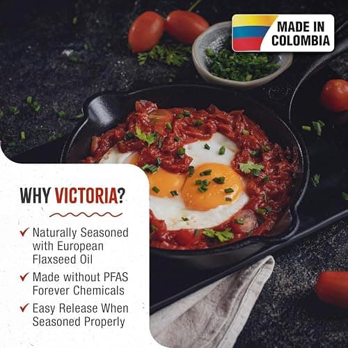 Victoria 6.5 Inch Mini Cast Iron Skillet. Small Frying Pan,Seasoned with 100% Kosher Certified Non-GMO Flaxseed Oil (SKL-206) thumbnail 2
