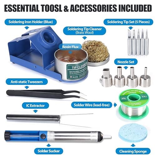 YIHUA 862BD+ SMD ESD Safe 2 in 1 Soldering Iron Hot Air Rework Station °F /°C with Multiple Functions thumbnail 7