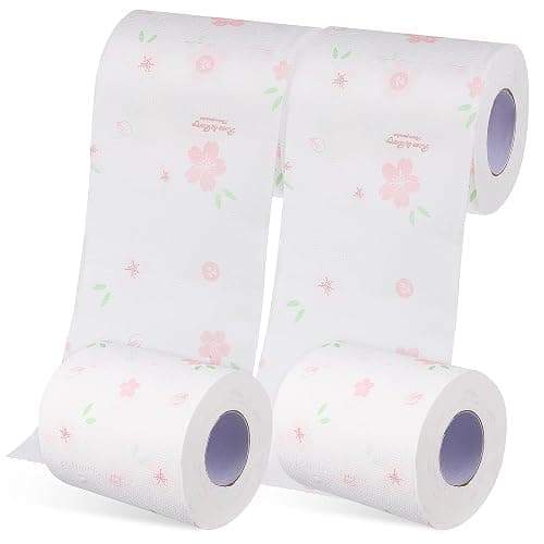 Beavorty Flower Printed Toilet Paper Rolls 4pcs Decorative Pink Bath Tissue for Home Travel Household Use - Image 1
