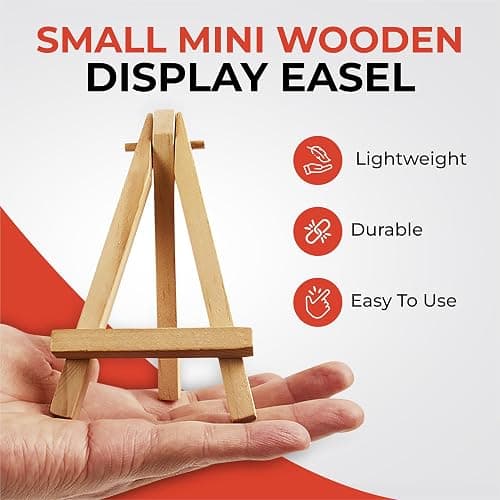 Small Mini Wooden Display Easel - Natural Wood Card Canvas Holder thumbnail 4