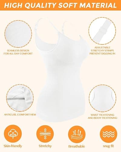 AURUZA 2PCS Womens Shapewear Tummy Control Scoop Neck Camisole Tops for Women Seamless Compression Tank Top Plus Size thumbnail 2