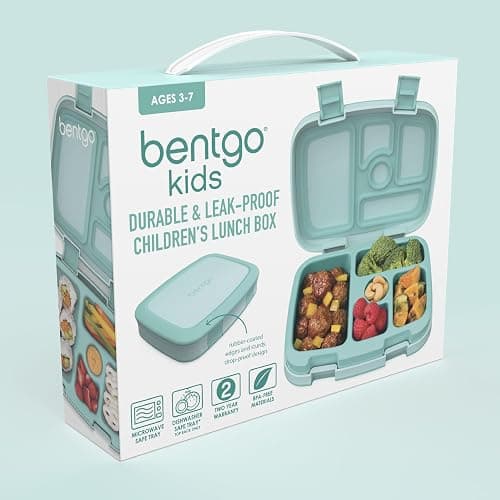 Bentgo Kids Bento-Style 5-Compartment Leak-Proof Lunch Box - Ideal Portion Sizes for Ages 3 to 7 - Durable, Drop-Proof, Dishwasher Safe, PFAS & BPA-Free & Made with Food-Safe Materials (Seafoam) thumbnail 8