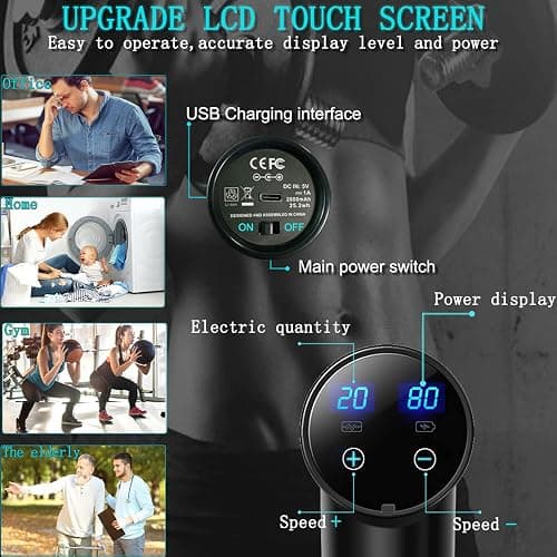 Massage Gun Deep Tissue,Percussion Massager Gun for Athletes Muscle Massage Gun for Pain Relief with 10 Massage Heads & 20 Speeds thumbnail 4