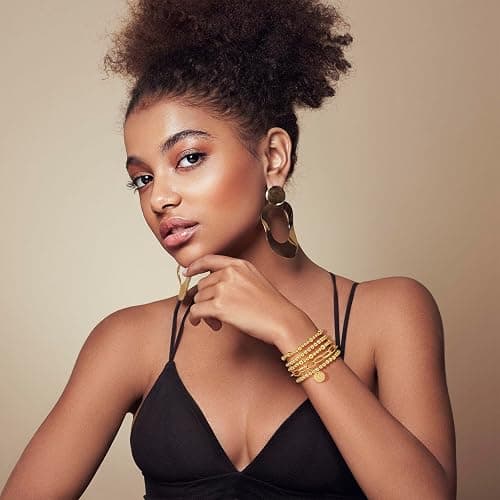 Lydow Beaded Bracelets for Women, 18K Gold Plated Initial A-Z Stretch Bead Ball Stackable Bracelet with Letter Jewelry Set Gifts thumbnail 2