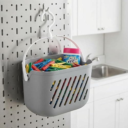 Angoily Hanging Shower Caddy Plastic Hanging Shower Caddy Basket Portable Kitchen Organizer Storage Basket with Hook for Home Grey thumbnail 4