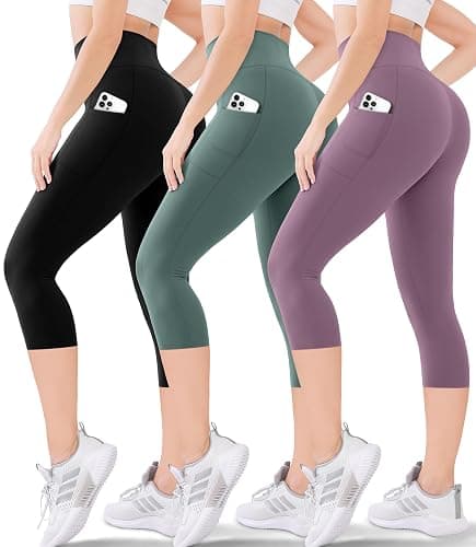 Blisset Women's High Waisted Capri Buttery Soft Tummy Control No See Through Workout Athletic Running Yoga Cycling - Image 1