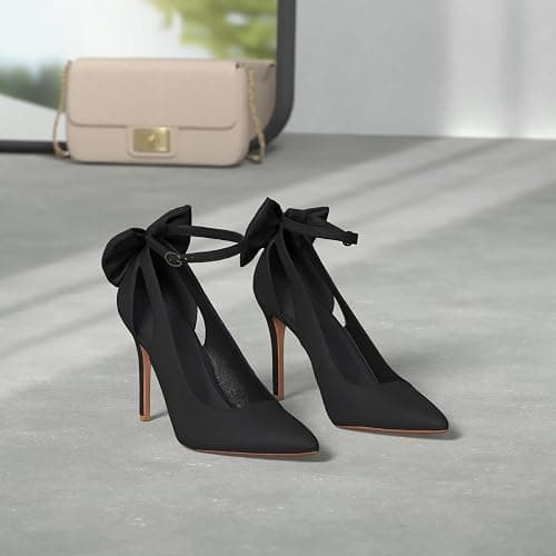PiePieBuy Women's Pointed Toe High Heels Ankle Strap D'Orsay Pumps Shoes Bow Wedding Bowtie Back Dress Sandals thumbnail 3