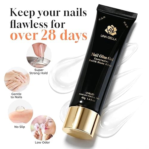 UNA GELLA Gel Nail Glue 80g Super Strong U V Solid Soft Gel Lamp Curing Needed Nail Glue 40g*2 for Acrylic Nail Tips for Fake Acrylic Press On Nails Extension Soak Off thumbnail 3