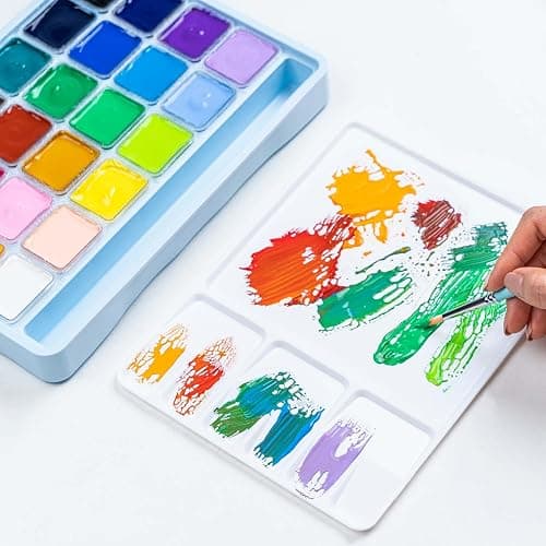 HIMI Gouache Paints set with 3 Paint Brushes, 24 Colors, 30g, Jelly Cup Design, Non Toxic Paint for Canvas and Paper, Art Supplies for Professionals (Ice Blue Case) thumbnail 2