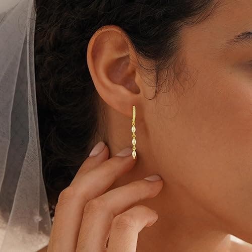 Tituthia Gold Earrings for Women Trendy, Simple Dainty 14K Gold Plated Paperclip Square Chain Link Dangle Hoops Earrings Pin Stud Huggie Earrings Lightweight Hypoallergenic Minimalist Aesthetic Gold Jewelry for Christmas Gifts thumbnail 3