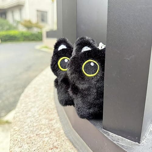 Fuerxy Black Cat Bag Charm, Black Plush Gifts for Handbags Backpacks Purse Keychain Accessories Charm Cat Lover Gifts thumbnail 6