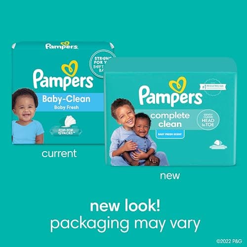 Pampers Baby Wipes, Complete Clean Baby Fresh Scented Wipe, Gently Cleans Head to Toe, 72 Total (1 Flip-Top Packs) thumbnail 2