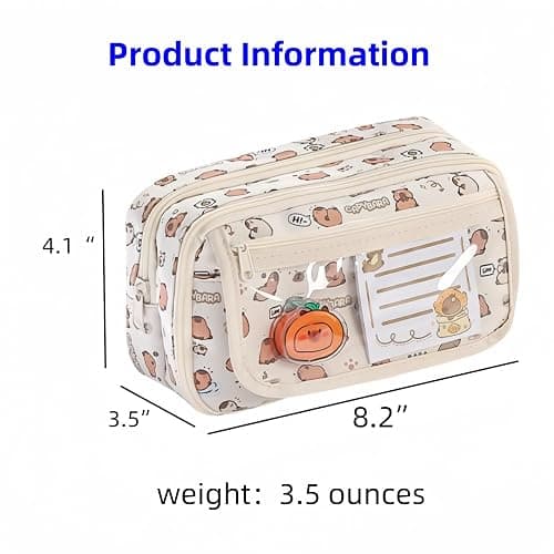 VTYFRY Cute Kawaii Pencil Case Pouch Cartoon Pen Box Holder Organizer for Office Workspace Supplies Desk Accessories Travel Essentials Aesthetic Trendy Cool Stuff Gift Large Capacity (Purple Kapibala) thumbnail 3
