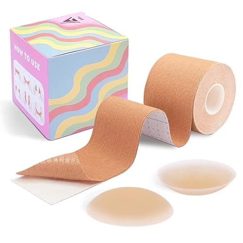 GAKI Store Boob Tape boobytape for breast lift - Trans & Invisible Skin Tape, Backless Bra,S, 2 Nipple Covers Lingerie, Outfits Shape Tape, Sticky Bra Push Up Bob breast enhancement - Image 1