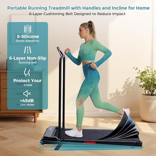 Portable Walking Pad Treadmill with Incline, 0.6-7.6MPH Mini Walking Treadmills for Home Small,3.0HP Electric Under Desk Treadmill for Exercising, Small Treadmills with Handle Bar, 350 LB Capacity thumbnail 6