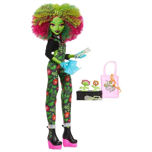 Monster High Fearbook Venus McFlytrap Doll and Accessories Set with Unearthed Club Theme including Varsity Jacket, Yearbook, and Gardening Tools thumbnail 4