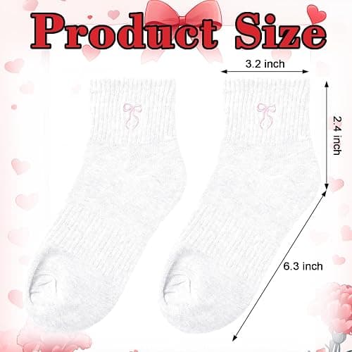 Glitopper 8 Pairs Bow Socks Women Coquette Crew Cotton Socks with Embroidered Bow for Ladies Bridesmaid Birthday Party Gifts thumbnail 4
