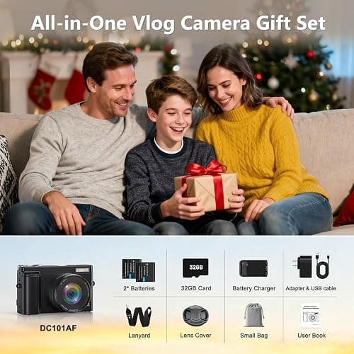 4K Digital Camera for Photography, 48MP Vlogging Camera with Autofocus, Flash, 180° Flip Screen, 16X Zoom, 32GB Card, 2 Batteries & Charger, Compact Travel Camera for Teens, Beginners & YouTube thumbnail 8