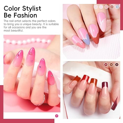 COSCELIA 40pcs Fall Gel Nail Polish Set, 35 Colors Nail Gel polish with 5 Bottles Base and Top Coat White Brown Black Nude Red Orange Fall Winter Colors Nail Art Christmas Gifts for Women Girls thumbnail 9
