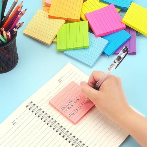 Early Buy Lined Sticky Notes with Lines 3x3 Self-Stick Notes 9 Bright Color 9 Pads, 70 Sheets/Pad thumbnail 2