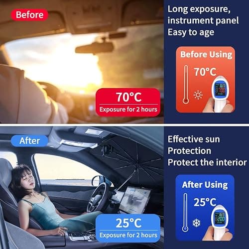 Custom-Fit for Subaru Windshield Sun Shade Umbrella, Car Sunshade Cover UV Block Car Front Window with 360°Rotation Bendable Handle, Designed for Subar-u Accessories (for Subaru Crosstrek) thumbnail 6