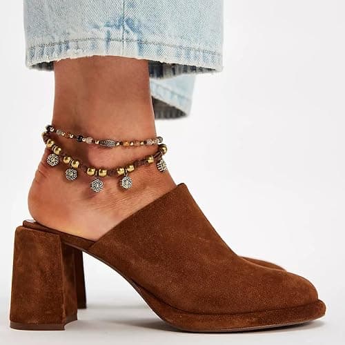 ETHSIETA Mule Heels for Women Closed Round Toe Chunky Block Heel Slides Slip On Comfortable Daily Office Dressy Pumps Shoes thumbnail 2
