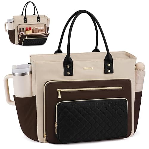 LOVEVOOK Laptop Tote Bag for Women With Large Cup Holder, Work Bags Teacher Nurse Computer Bag, 15.6 Inch Professional Briefcase Business Travel Large Purses Handbag, Diaper Bag With Multi-Pockets - Image 1
