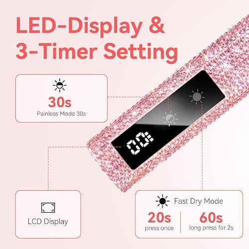 Makartt UV Nail Lamp, Handheld Flash Cure Lamp with Painless Mode 800mAh Rechargeable Portable Nail Light with LCD Display & 3 Timers for Home & Salon DIY(Diamond) thumbnail 4