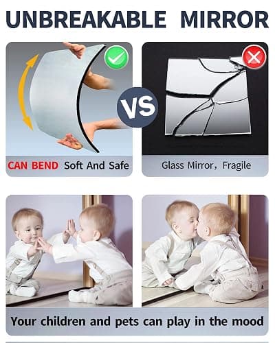 SAFEE MRROR Wall Mirrors for Bedroom Door,Unbreakable Full Length Wall Mirrors Tiles,shatterproof Mirror for Kids 4 Pack 10" x10,Workout for Home Gym Body,Closet Mirror Wall Home Gym thumbnail 6
