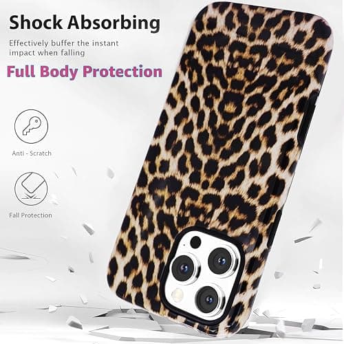 J.west Vintage Compatible with iPhone 16 Pro Max Case 6.9 inch with 2 Pack Tempered Glass Screen Protectors Cute Animal Leopard Hybrid Cover for Women Shockproof Protective Phone Cases thumbnail 8