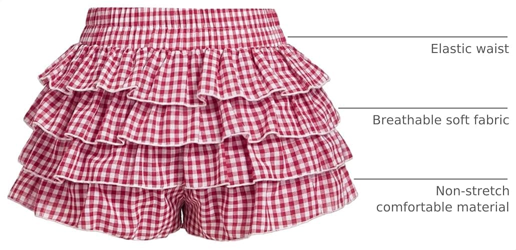 BEAUDRM Women's Gingham Ruffle Shorts Polka Dots Bloomers Mini Micro Shorts | Shorts for Women, Summer Shorts, Cute, Brunch Going Out Outfits, Y2K Outfits, Lolita Clothes thumbnail 4