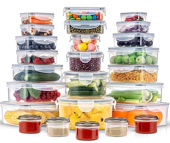 Pure Future 50-Piece Food Storage Containers Set (25-Pack) - Includes 2x JUMBO 2.5L (84oz) & 2x 1.5L Large Bins, Airtight Plastic Meal Prep Lunch Boxes with Lids, Microwave/Freezer Safe, BPA Free - Image 1