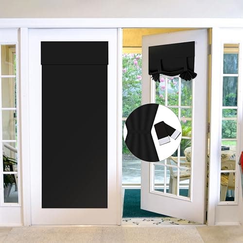 Maritown Blackout Door Curtains,French Door Blinds Stick On Curtains for Privacy and Light Control,Thermal Blackout Curtains Front Door Curtain Tie up Shade,No Drilling Easy Install(1 Panel) - Image 1